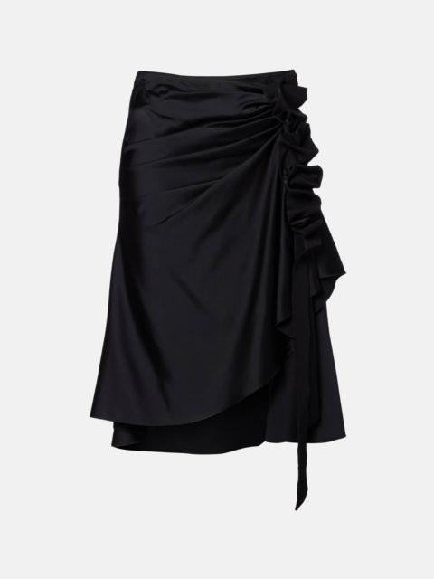 Gathered asymmetric midi skirt