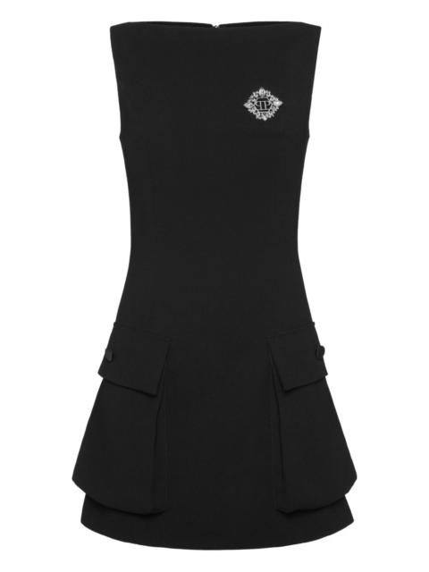 logo-embellished mini dress