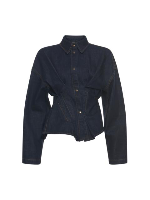 Twisted Denim Shirt dark wash