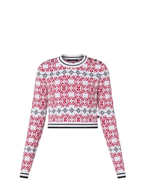 Monogram Flower Tile Jacquard Cropped Pullover
