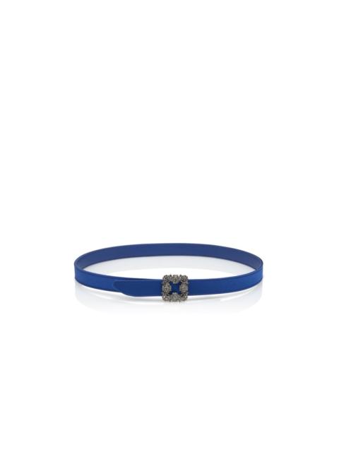 Blue Satin Crystal Buckled Belt