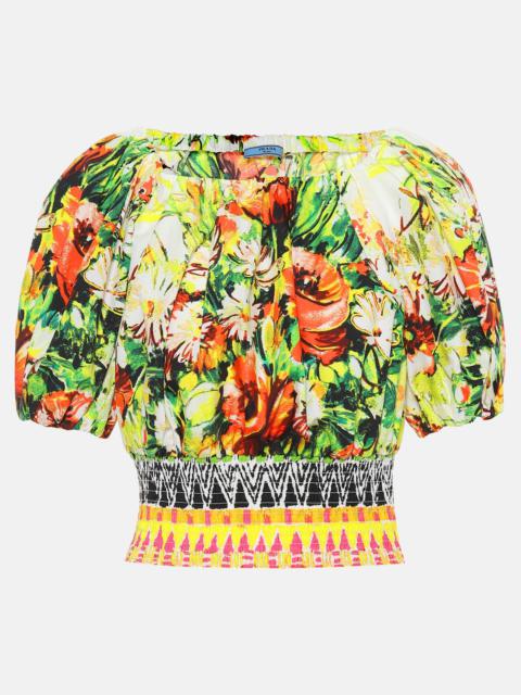 Floral cotton poplin top