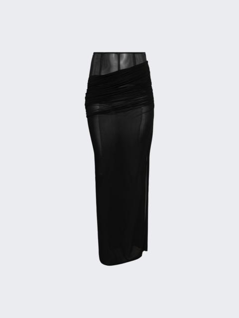 Coiled Jersey Corseted Skirt Black