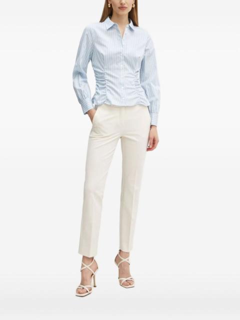 striped cinched-waist shirt