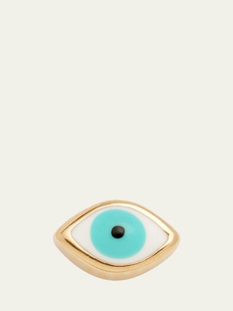 14K Gold Enamel Evil Eye Stud Earring, Single