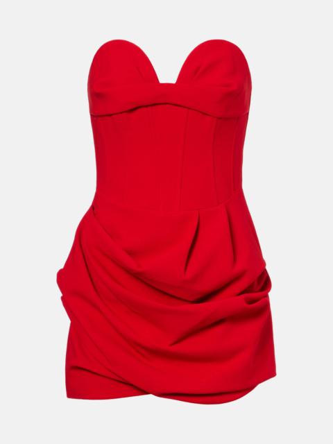 Draped wool-blend bustier dress