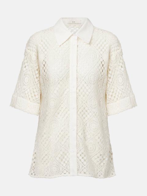 Crochet cotton-blend shirt