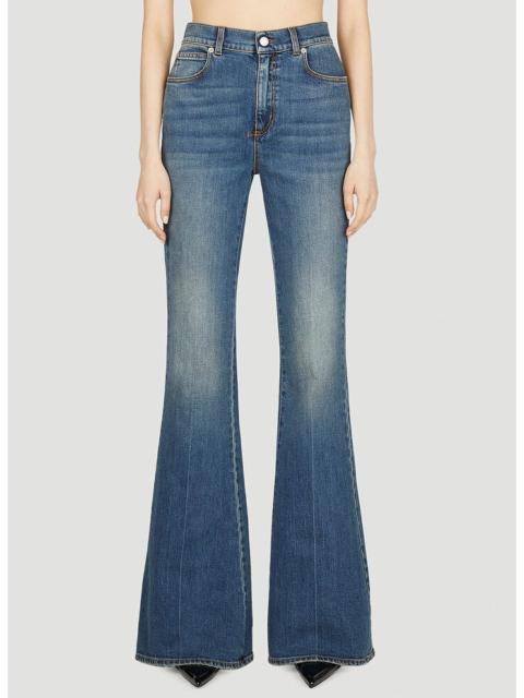 high-waisted flared jeans