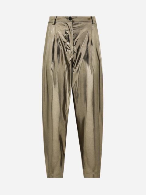 Foiled stretch satin pants
