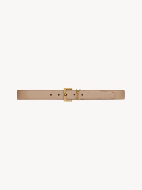 monogramme belt with square buckle in shiny box saint laurent leather