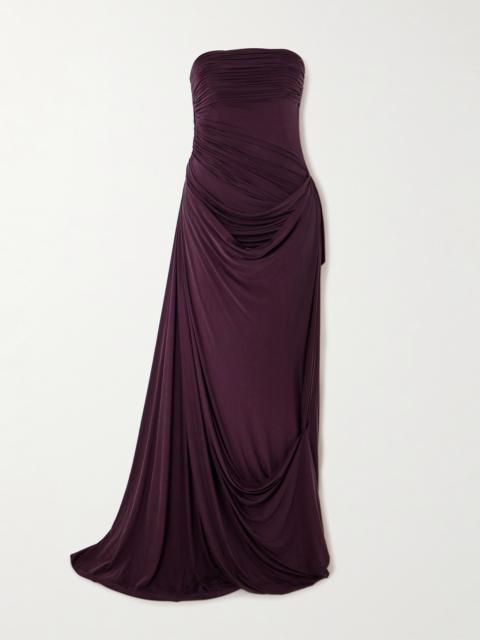Harris Asymmetric Draped Satin-jersey Gown