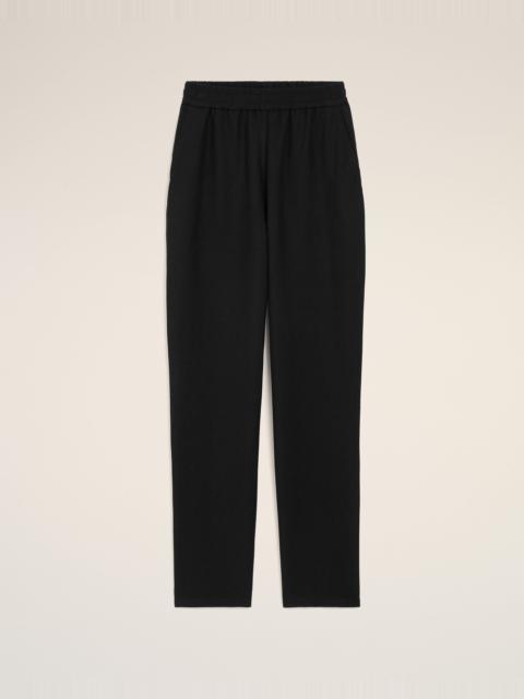 BLACK BLENDED LINEN ELASTICATED WAIST TROUSERS