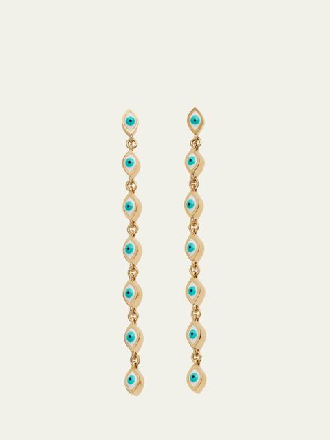 14K Linked Enamel Drop Earrings
