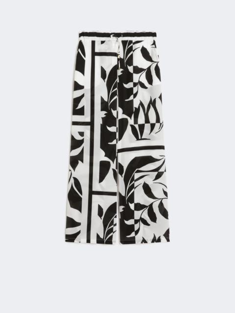 Printed silk palazzo trousers - BLACK