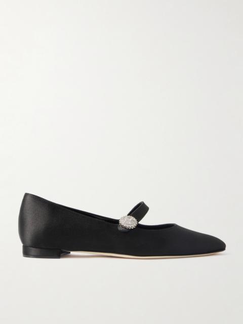 Marijanaflat Crystal-embellished Satin Mary-jane Ballet Flats