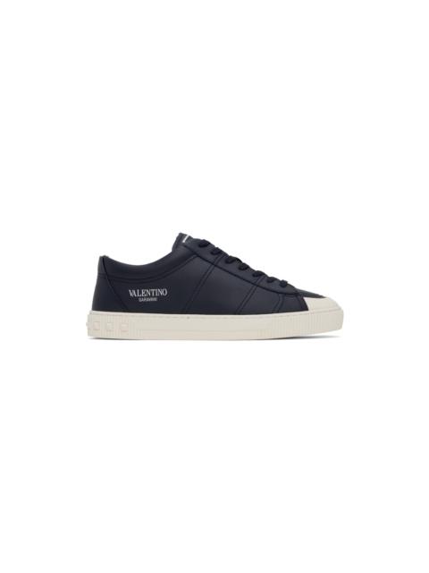 Navy Cityplanet Calfskin Sneakers