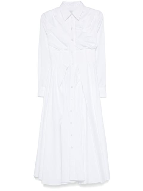 pleated midi shirt dress