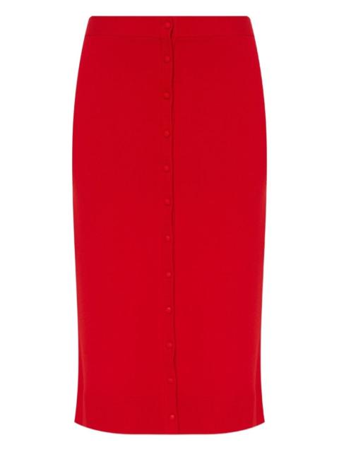 button-front fitted skirt