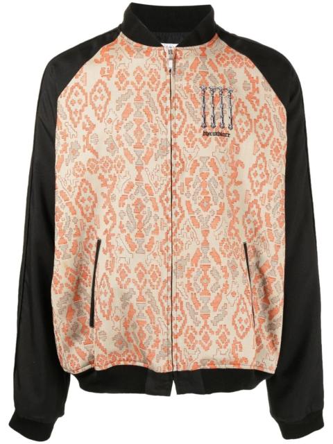 patterned-jacquard bomber jacket