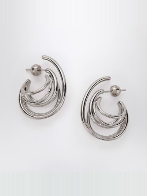 Circular earrings in silver tone