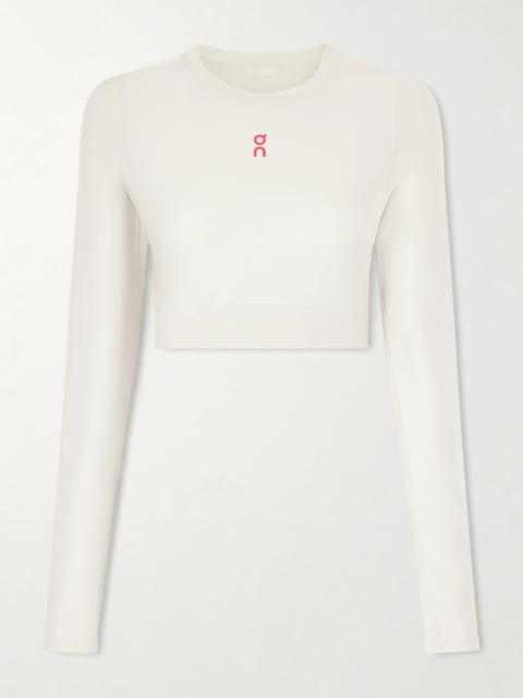 Year Of The Horse Cropped Mesh-trimmed Stretch Recycled Top