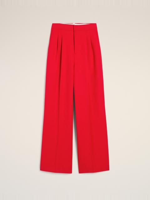 RED WOOL HIGH WAIST LARGE TROUSERS