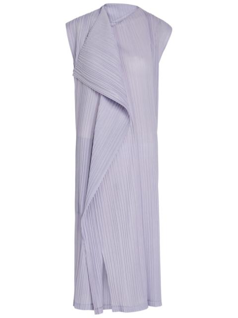 Pleats Please Issey Miyake Pleated Draped Woven Midi Dress