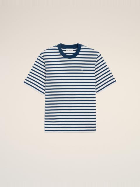 BLUE COTTON BOXY FIT MARINIERE AMI DE COEUR T-SHIRT