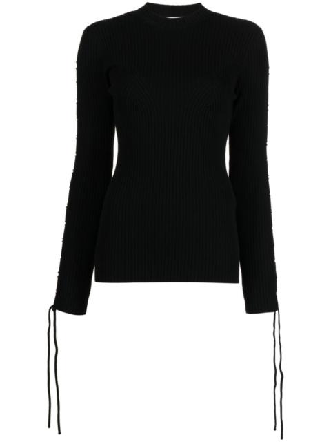 lace-detail ribbed top