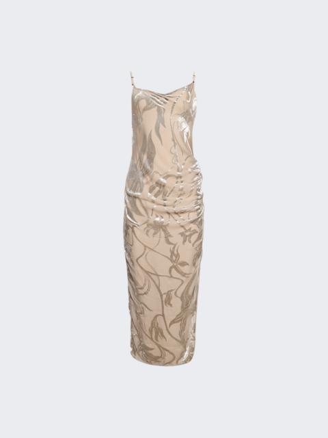 Asymmetrical Buckled Strap Dress Champagne