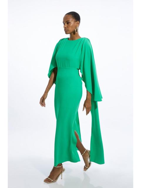 Petite Compact Stretch Viscose Cape Detail Maxi Dress