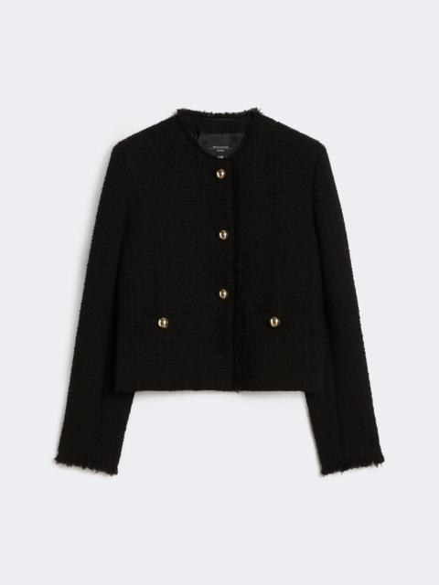 Wool-blend crew-neck jacket - BLACK