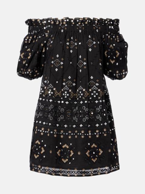 Embellished cotton poplin minidress