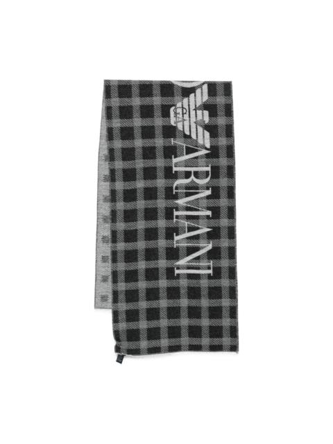 check-pattern logo scarf