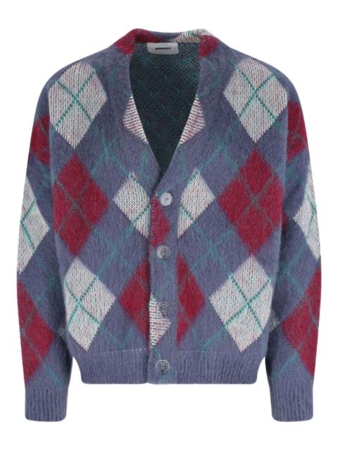 argyle-knit cardigan
