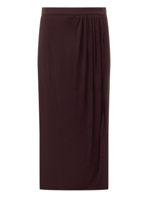 wrap pleated maxi skirt