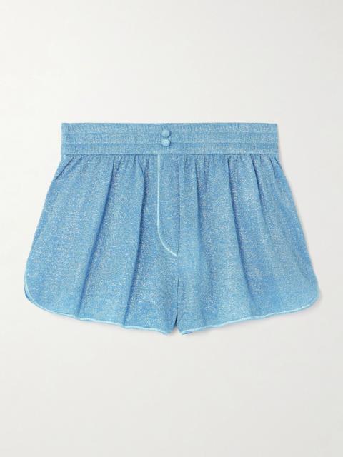 Lumière metallic stretch-knit shorts Light blue