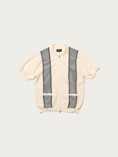 Zip Knit Polo Stripe - Off White