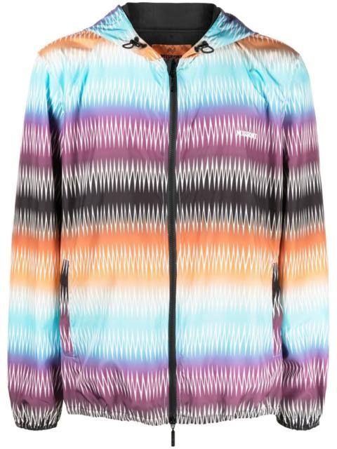 gradient zigzag-print hooded jacket