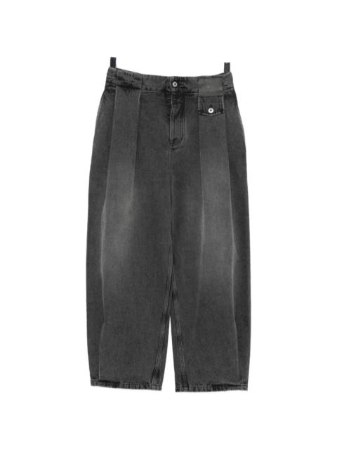 embossed leather-patch jeans