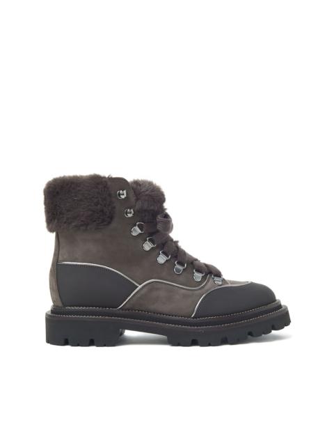 lace-up shearling-trim boots
