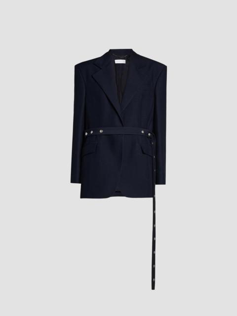Women's Stud-Belted Oversized Blazer - Navy