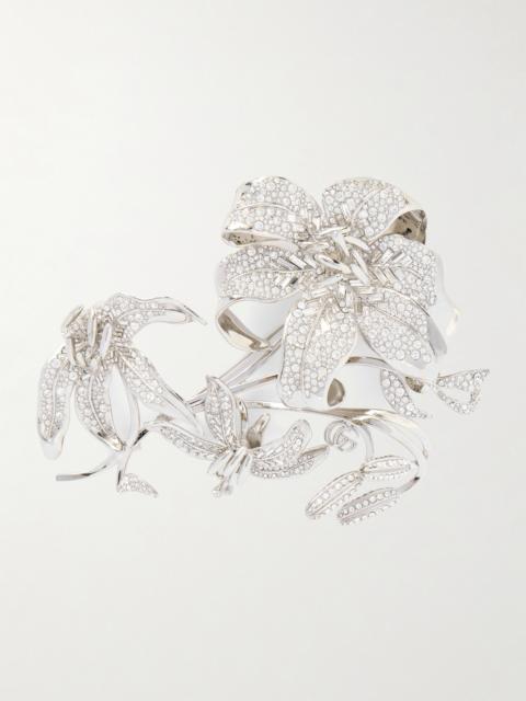 Crystal-embellished Silver-tone Brooch