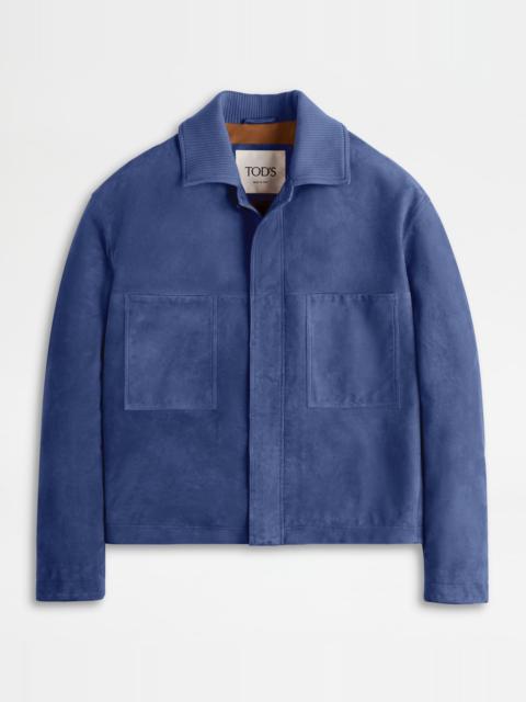 PASHMY COACH JACKET IN SUEDE - BLUE