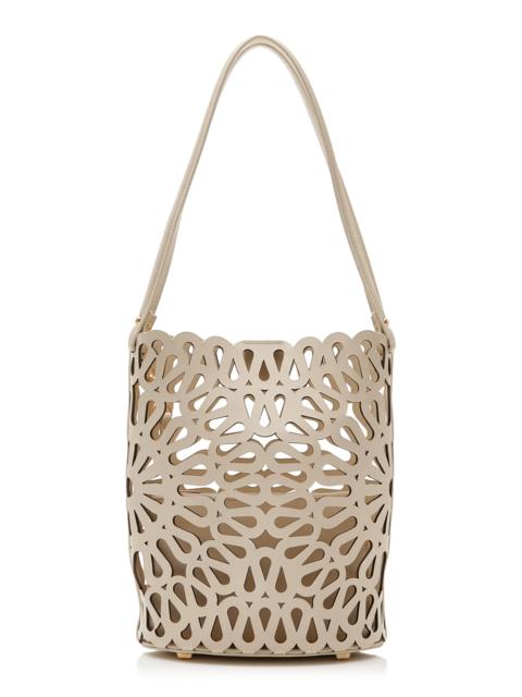 McCall Laser-Cut Leather Bucket Bag white