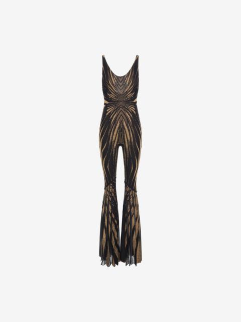 Knit jumpsuit with Ray of Gold print