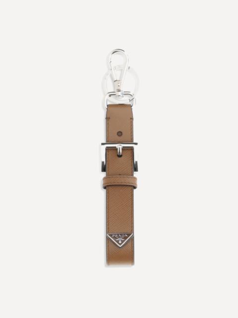 Keyring in saffiano leather with triangle logo
