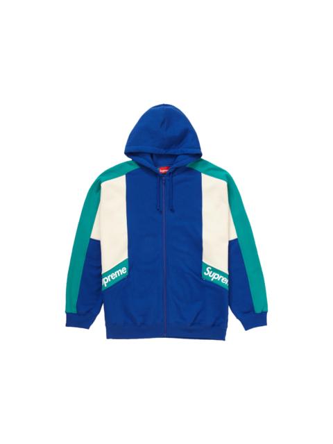 Supreme Color Blocked Zip Up Hooded Sweatshirt Royal