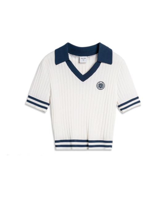 (WMNS) Li-Ning x Disney Monsters University Knit Polo Shirt 'Cream White Navy' AMBU216-2