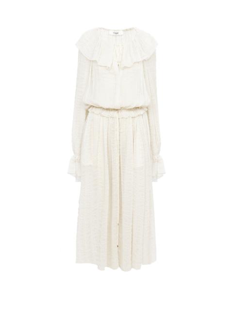 GATHERED LONG DRESS IN SILK CRÊPON